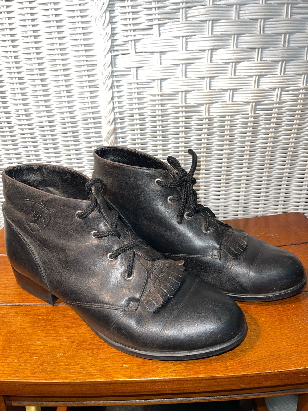 Ariat ATS Black Leather Ankle Kiltie Boots Size 9